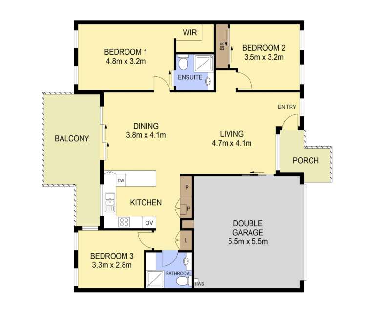 floor-plan Balcony terrace 3 bedroom double garage unit 30a