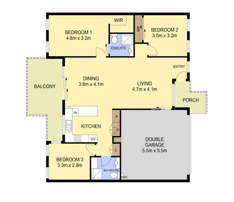 floor-plan Balcony terrace 3 bedroom double garage unit 30a